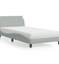 Bett mit Matratze Hellgrau 100x200 cm Samt