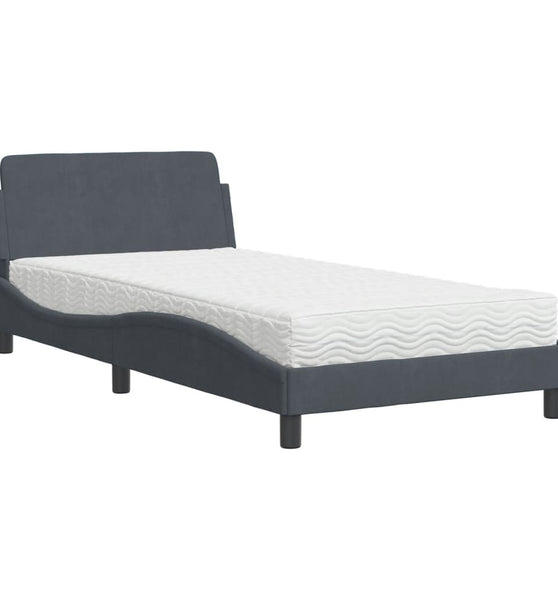 Bett mit Matratze Dunkelgrau 100x200 cm Samt