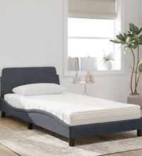 Bett mit Matratze Dunkelgrau 100x200 cm Samt