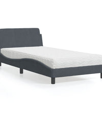 Bett mit Matratze Dunkelgrau 100x200 cm Samt