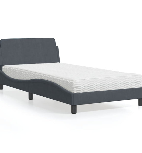Bett mit Matratze Dunkelgrau 100x200 cm Samt
