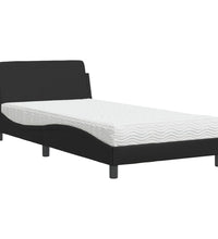 Bett mit Matratze Schwarz 100x200 cm Kunstleder