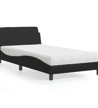 Bett mit Matratze Schwarz 100x200 cm Kunstleder