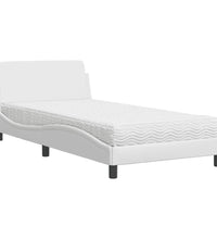 Bett mit Matratze Weiß 100x200 cm Kunstleder