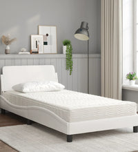 Bett mit Matratze Weiß 100x200 cm Kunstleder