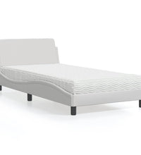 Bett mit Matratze Weiß 100x200 cm Kunstleder