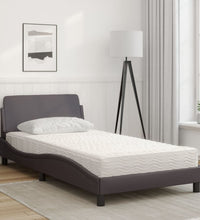 Bett mit Matratze Grau 100x200 cm Kunstleder