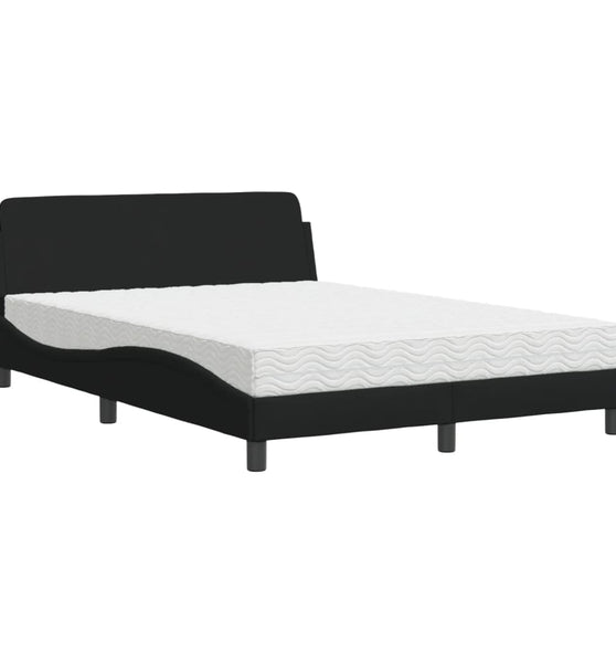 Bett mit Matratze Schwarz 120x200 cm Stoff