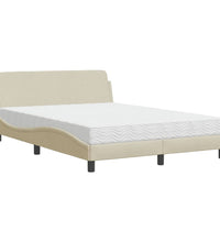 Bett mit Matratze Creme 120x200 cm Stoff