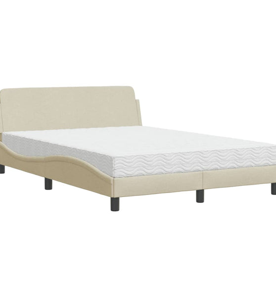 Bett mit Matratze Creme 120x200 cm Stoff