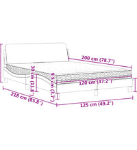 Bett mit Matratze Creme 120x200 cm Stoff