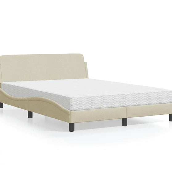 Bett mit Matratze Creme 120x200 cm Stoff