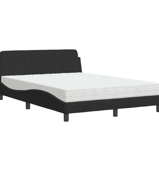Bett mit Matratze Schwarz 120x200 cm Samt