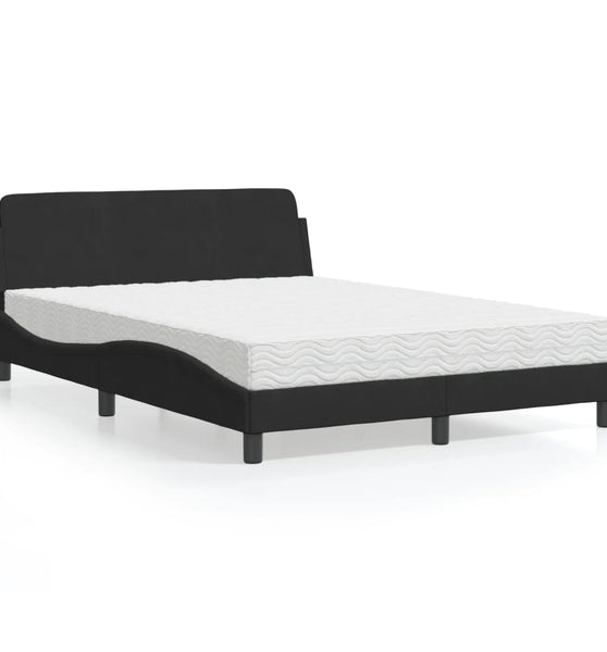 Bett mit Matratze Schwarz 120x200 cm Samt
