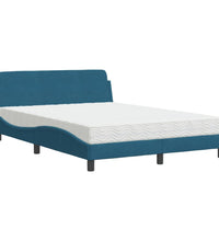 Bett mit Matratze Blau 120x200 cm Samt