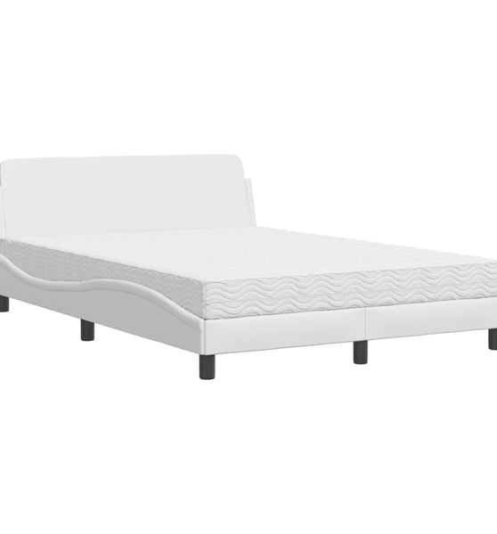 Bett mit Matratze Weiß 120x200 cm Kunstleder