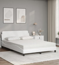 Bett mit Matratze Weiß 120x200 cm Kunstleder