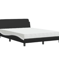 Bett mit Matratze Schwarz und Weiß 120x200 cm Kunstleder