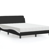 Bett mit Matratze Schwarz und Weiß 120x200 cm Kunstleder
