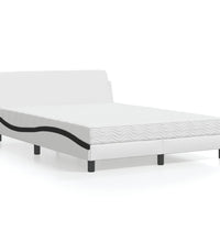 Bett mit Matratze Weiß und Schwarz 120x200 cm Kunstleder