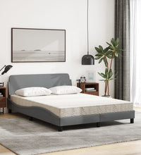 Bett mit Matratze Hellgrau 140x190 cm Stoff