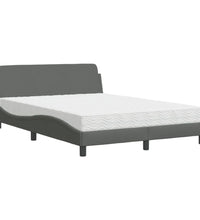 Bett mit Matratze Dunkelgrau 140x190 cm Stoff