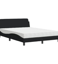 Bett mit Matratze Schwarz 140x190 cm Stoff