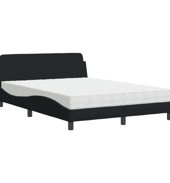 Bett mit Matratze Schwarz 140x190 cm Stoff