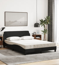 Bett mit Matratze Schwarz 140x190 cm Stoff