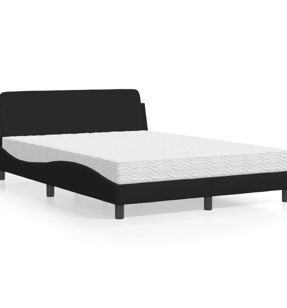 Bett mit Matratze Schwarz 140x190 cm Stoff