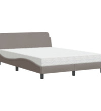 Bett mit Matratze Taupe 140x190 cm Stoff