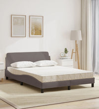 Bett mit Matratze Taupe 140x190 cm Stoff