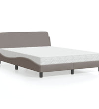 Bett mit Matratze Taupe 140x190 cm Stoff
