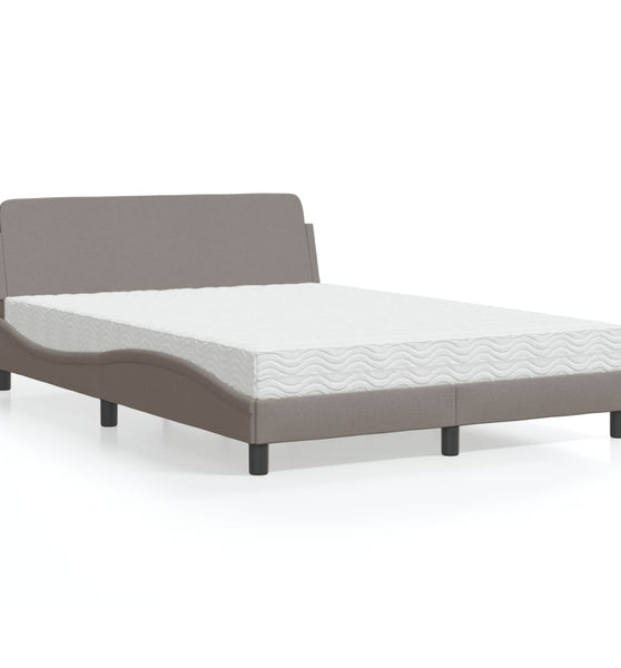 Bett mit Matratze Taupe 140x190 cm Stoff