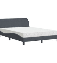 Bett mit Matratze Dunkelgrau 140x190 cm Samt