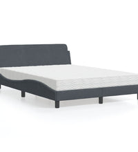 Bett mit Matratze Dunkelgrau 140x190 cm Samt