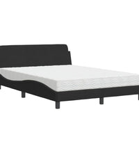 Bett mit Matratze Schwarz 140x190 cm Samt