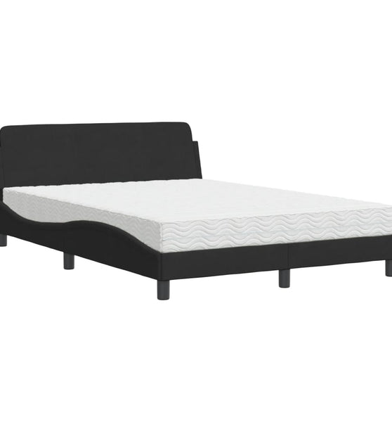 Bett mit Matratze Schwarz 140x190 cm Samt