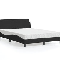 Bett mit Matratze Schwarz 140x190 cm Samt