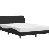Bett mit Matratze Schwarz 140x190 cm Kunstleder