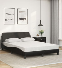 Bett mit Matratze Schwarz 140x190 cm Kunstleder