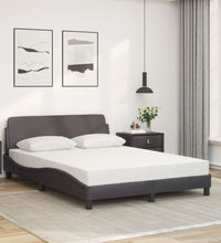 Bett mit Matratze Grau 140x190 cm Kunstleder