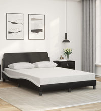 Bett mit Matratze Schwarz und Weiß 140x190 cm Kunstleder