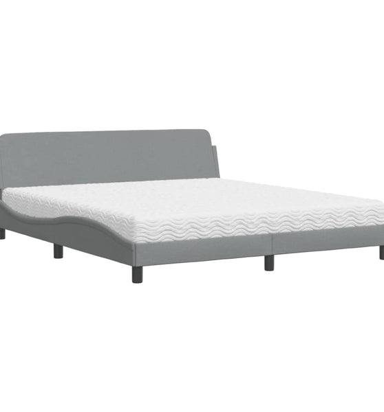 Bett mit Matratze Hellgrau 180x200 cm Stoff