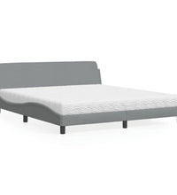 Bett mit Matratze Hellgrau 180x200 cm Stoff