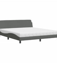 Bett mit Matratze Dunkelgrau 180x200 cm Stoff