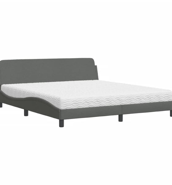 Bett mit Matratze Dunkelgrau 180x200 cm Stoff