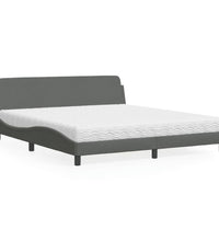 Bett mit Matratze Dunkelgrau 180x200 cm Stoff