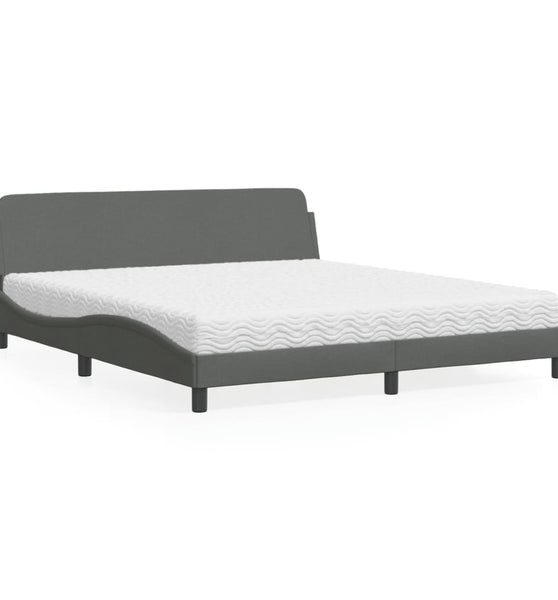 Bett mit Matratze Dunkelgrau 180x200 cm Stoff