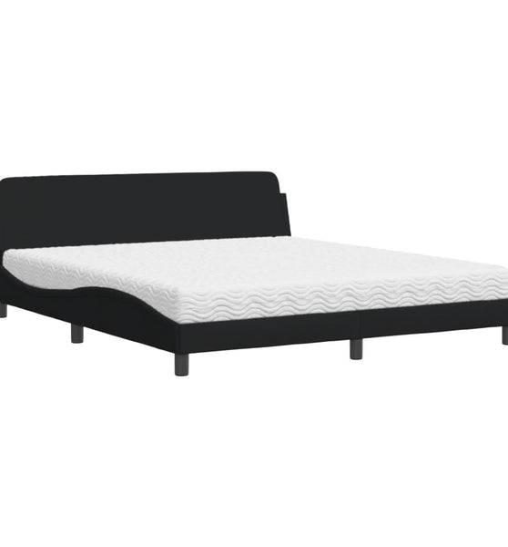 Bett mit Matratze Schwarz 180x200 cm Stoff